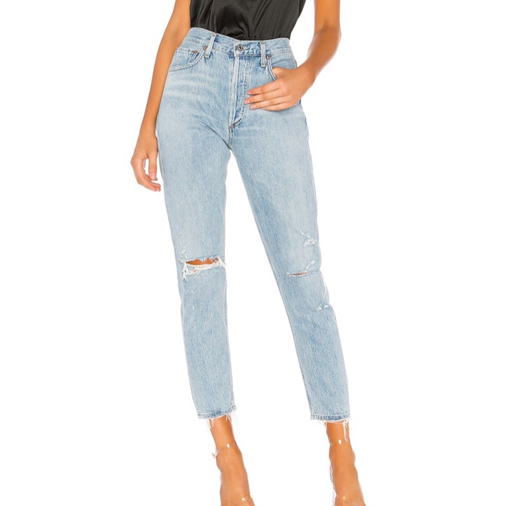 Agolde Jamie High Rise Classic Jeans in Shakedown, Size 24.